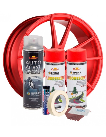 |AutoNeo.roKit complet reparatie si vopsire jante culoare Rosu Fluorescent, V2