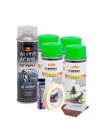 Kit complet reparatie si vopsire jante culoare Verde Fluorescent, V4