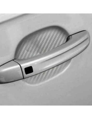 Set 4 bucati protectie zgarieturi manere usa din autocolant carbon 3D Argintiu
