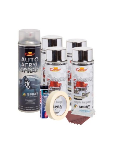 Kit complet reparatie si vopsire jante culoare Crom Metalic, V4