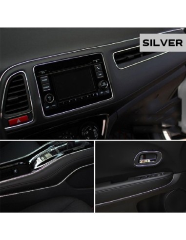 Banda decor interior crom TUNING, 5m, ARGINTIU