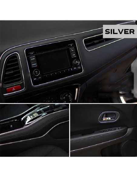 Banda decor interior crom TUNING, 5m, ARGINTIU