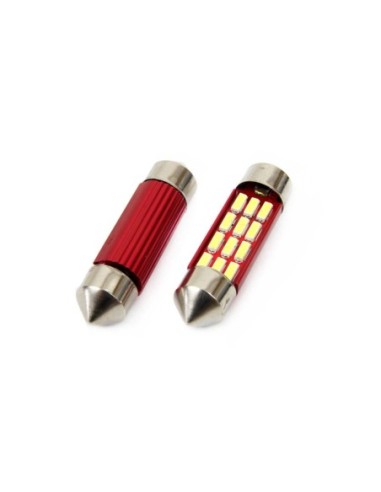 Set becuri auto cu LED CANBUS sofit C5W 12 SMD 36mm Alb 12/24V