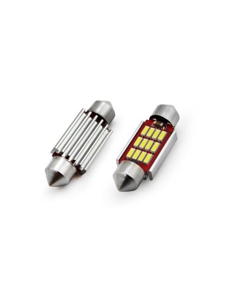 Set becuri auto cu LED CANBUS sofit C5W 12 SMD 4014 36mm Alb 12/24V