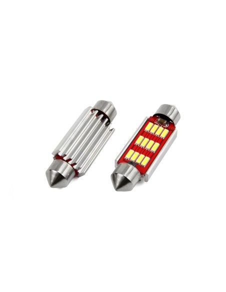 Set becuri auto cu LED CANBUS sofit C5W 12 SMD 4014 41mm Alb 12/24V
