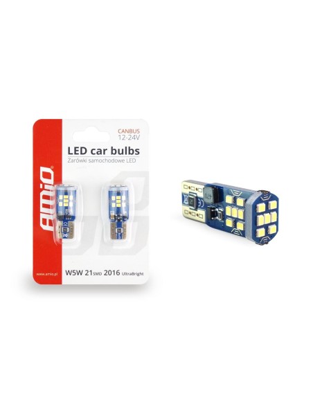 |AutoNeo.roSet becuri auto cu LED CANBUS UltraBright T10 W5W 21 SMD Alb 12V/24V