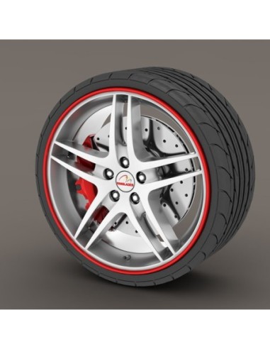 Set protectie jante, calitate Premium, 4 inele din plastic, culoare ROSU