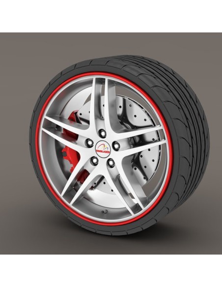 Set protectie jante, calitate Premium, 4 inele din plastic, culoare ROSU