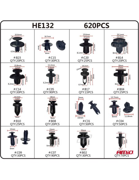 |AutoNeo.roSet cleme - clipsuri reconditionare auto, 620 piese, diferite modele