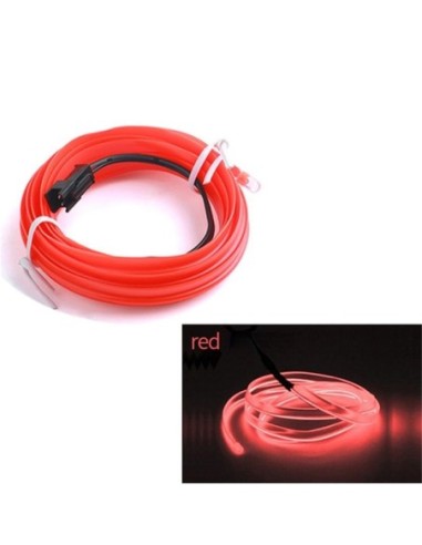 Fir Neon Auto "EL Wire" culoare Rosie, lungime 1M, alimentare 12V, droser inclus