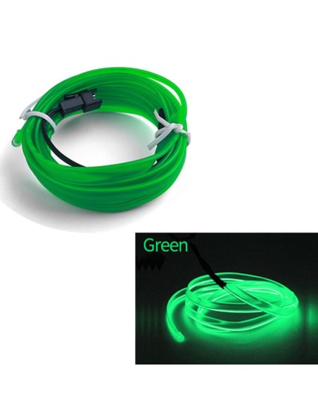 Fir Neon Auto "EL Wire" culoare Verde, lungime 1M, alimentare 12V, droser inclus