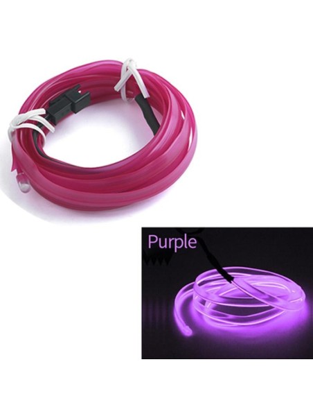 Fir Neon Auto "EL Wire" culoare Mov, lungime 2M, alimentare 12V, droser inclus