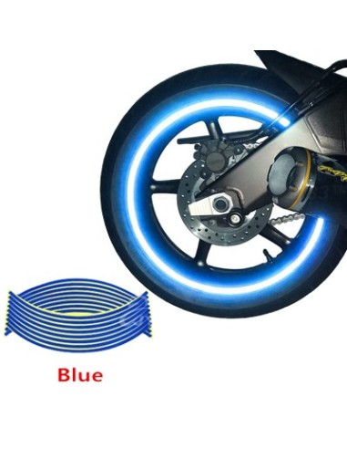 Set 16 ornamente Reflectorizante pentru jante auto, moto, culoare Albastra