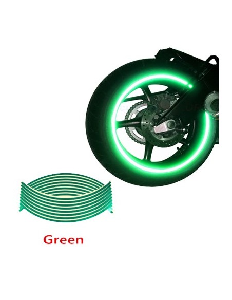 Set 16 ornamente Reflectorizante pentru jante auto, moto, culoare Verde
