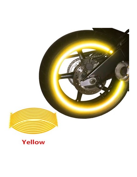 Set 16 ornamente Reflectorizante pentru jante auto, moto, culoare Galben