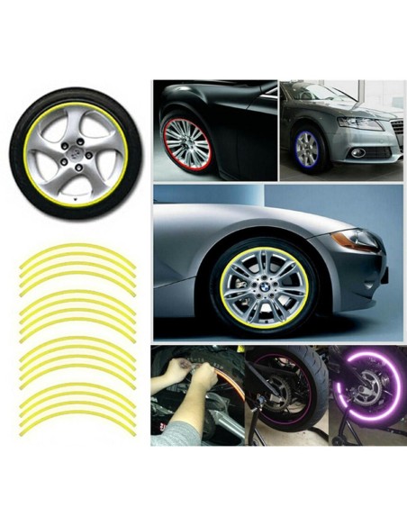 |AutoNeo.roSet 16 ornamente Reflectorizante pentru jante auto, moto, culoare Galben