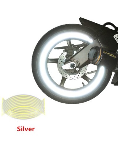 Set 16 ornamente Reflectorizante pentru jante auto, moto, culoare Argintiu