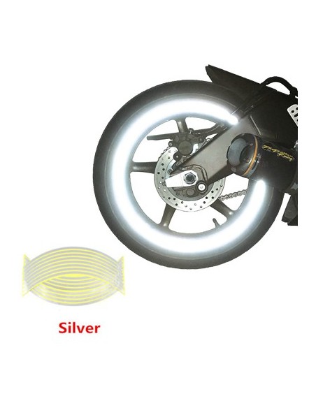 Set 16 ornamente Reflectorizante pentru jante auto, moto, culoare Argintiu