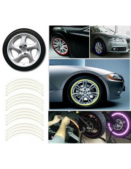 |AutoNeo.roSet 16 ornamente Reflectorizante pentru jante auto, moto, culoare Argintiu