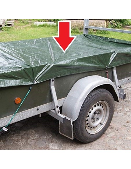 Prelata Impermeabila cu ochiuri metalice de prindere, dimensiune 6,0m x 8,0m, densitate 120g/m2, culoare verde