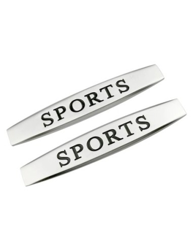 |AutoNeo.roSet 2 x Embleme auto metalice, autoadezive, model "SPORTS", finisaj Crom, dimensiune, 10 x 1,5 cm