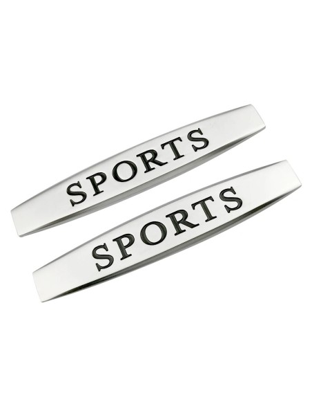 |AutoNeo.roSet 2 x Embleme auto metalice, autoadezive, model "SPORTS", finisaj Crom, dimensiune, 10 x 1,5 cm