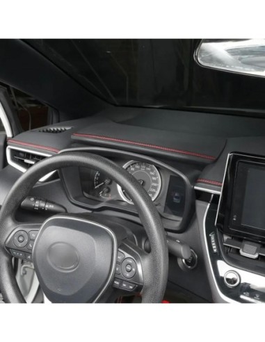 |AutoNeo.roBanda decorativa pentru interiorul vehiculului, lungime 2m, din piele ecologica, culoare Neagra + cusatura Rosie