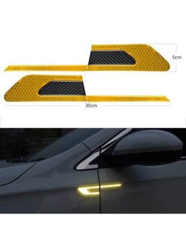 |AutoNeo.roSet 2 stickere reflectorizante BUMERANG cu insertie Carbon 5D, culoare Galben