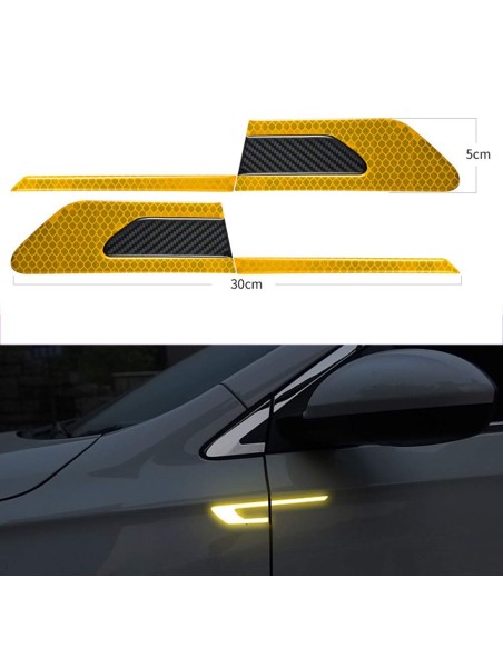 |AutoNeo.roSet 2 stickere reflectorizante BUMERANG cu insertie Carbon 5D, culoare Galben