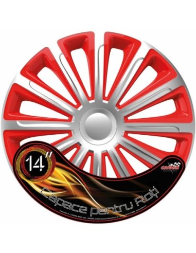 |AutoNeo.roSet capace roti auto Cridem Trend 4buc - Argintiu/Rosu - 14''