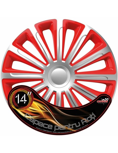 |AutoNeo.roSet capace roti auto Cridem Trend 4buc - Argintiu/Rosu - 14''