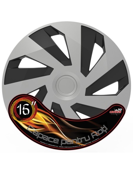 |AutoNeo.roSet capace roti auto Cridem Vector 4buc - Argintiu/Negru - 16''