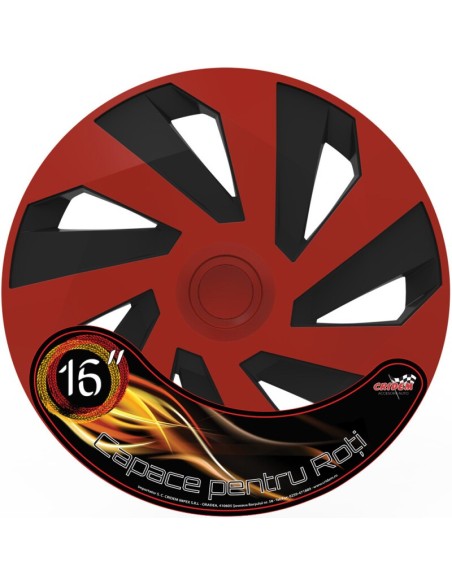|AutoNeo.roSet capace roti auto Cridem Vector 4buc - Rosu/Negru - 16''
