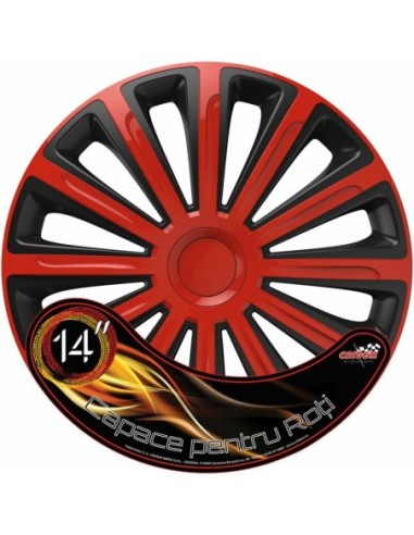 |AutoNeo.roSet capace roti auto Cridem Trend 4buc - Rosu/Negru - 14''