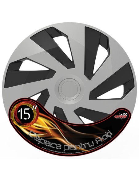 |AutoNeo.roSet capace roti auto Cridem Vector 4buc - Argintiu/Negru - 15''