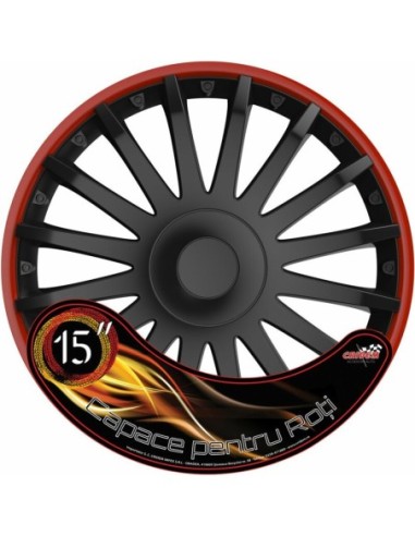 |AutoNeo.roSet capace roti auto Cridem Crystal RO 4buc - Negru/Rosu - 15''