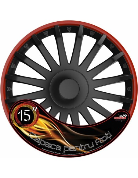 |AutoNeo.roSet capace roti auto Cridem Crystal RO 4buc - Negru/Rosu - 15''