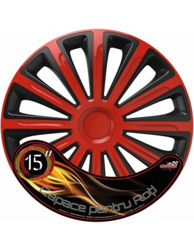 |AutoNeo.roSet capace roti auto Cridem Trend 4buc - Rosu/Negru - 15''