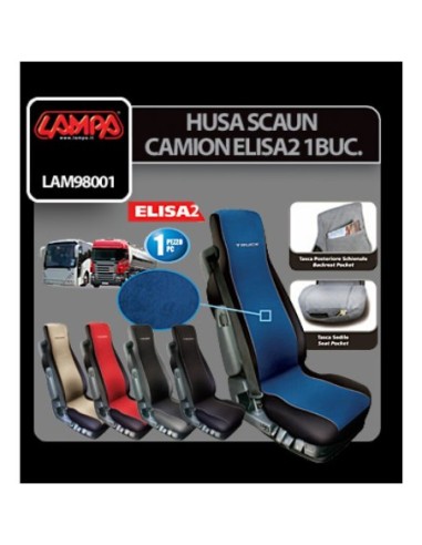 |AutoNeo.roHusa scaun camion Elisa-2 poliester/imit. piele 1buc - Rosu/Negru