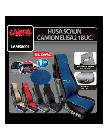 |AutoNeo.roHusa scaun camion Elisa-2 poliester/imit. piele 1buc - Rosu/Negru
