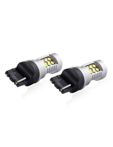 |AutoNeo.roBec Led 24SMD 3030 12/24V Lumina de zi semnalizare frana 7440 W21W T20 Canbus 2buc - Alb