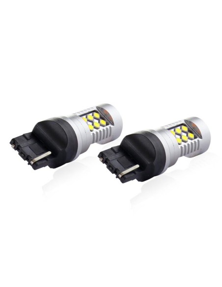 |AutoNeo.roBec Led 24SMD 3030 12/24V Lumina de zi semnalizare frana 7440 W21W T20 Canbus 2buc - Alb