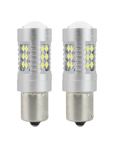|AutoNeo.roBec Led 24SMD 3030 12/24V Frana semnalizare ceata 1156 P21W BA15s Canbus 2buc - Alb