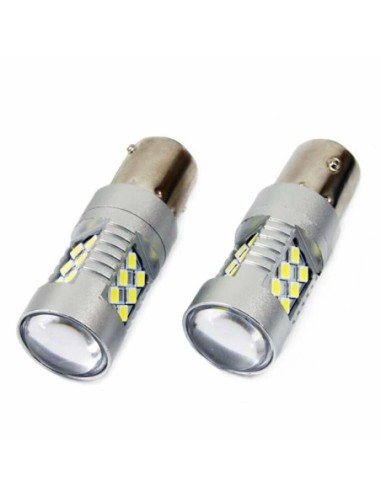 |AutoNeo.roBec Led 24SMD 3030 12/24V Frana semnalizare ceata 1156 P21W BA15s Canbus 2buc - Alb