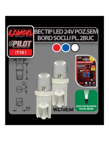 |AutoNeo.roBec tip LED 24V poz semn bord soclu pl W5W W21x95d 2buc - Alb