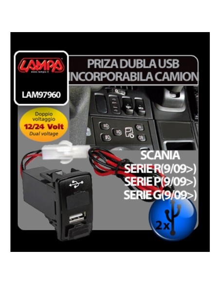 |AutoNeo.roPriza dubla USB incorporabila 12/24V camion - Scania