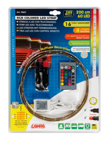 |AutoNeo.roBanda LED RGB cu telecomanda 12/24V - 200cm