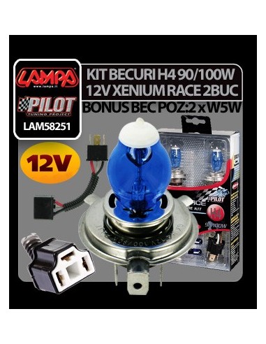 |AutoNeo.roBec halogen 12V - H4 - 90/100W Xenium Race P43t 2buc + Pachet bonus
