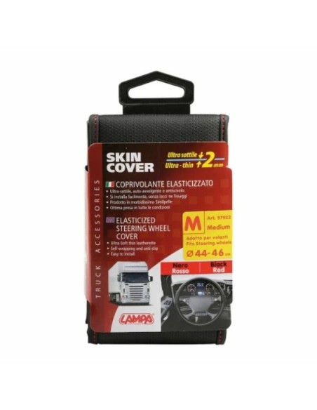 |AutoNeo.roHusa volan camion elasticizata Skin-Cover din Skeentex Negru/Rosu - M - O 44/46cm