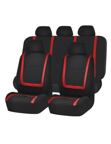 |AutoNeo.roSet huse scaun auto ieftine, Universale 9 piese, model RED LINE - ROSU